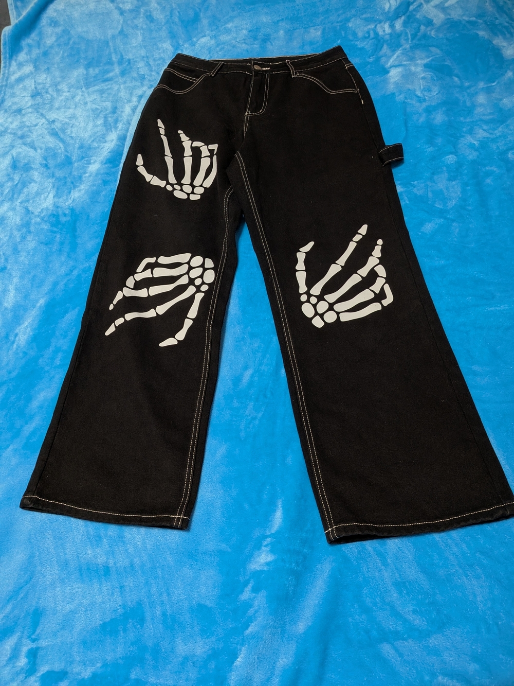 🖤 Black Pants with Skeleton Hand Print 💀